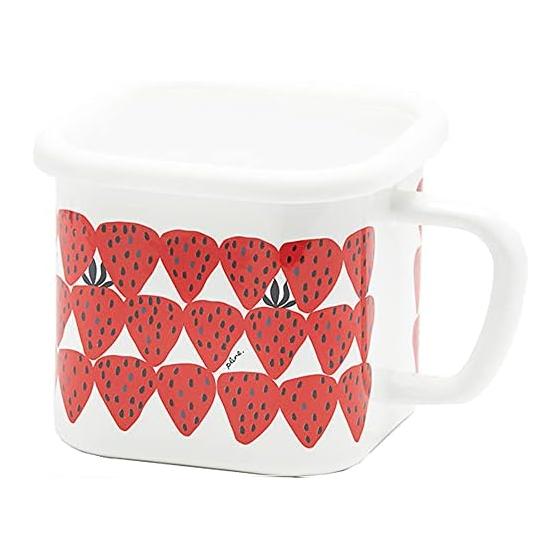 Tamahashi Storage Container Square Pot Enamel 1450ml IH/Gas Fire Compatible Made in Japan Prune White Red Strawberry YJ-819