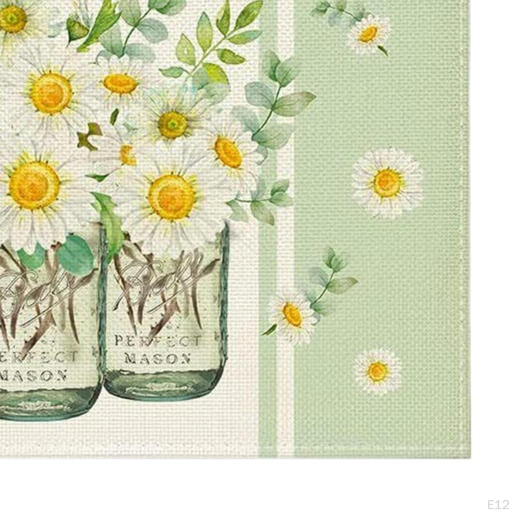 Decorative Floral Pattern Wearable Seasonal Spring Burlap Table Runners for Easter Dining Room