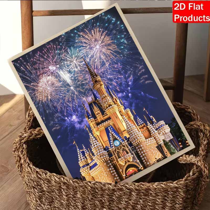 Disney Pearl Painting Set A Pearl Castle Under Fireworks Exquisite and Sparkling Artwork Perfect for Home Wall Decoration and Handmade Gifts