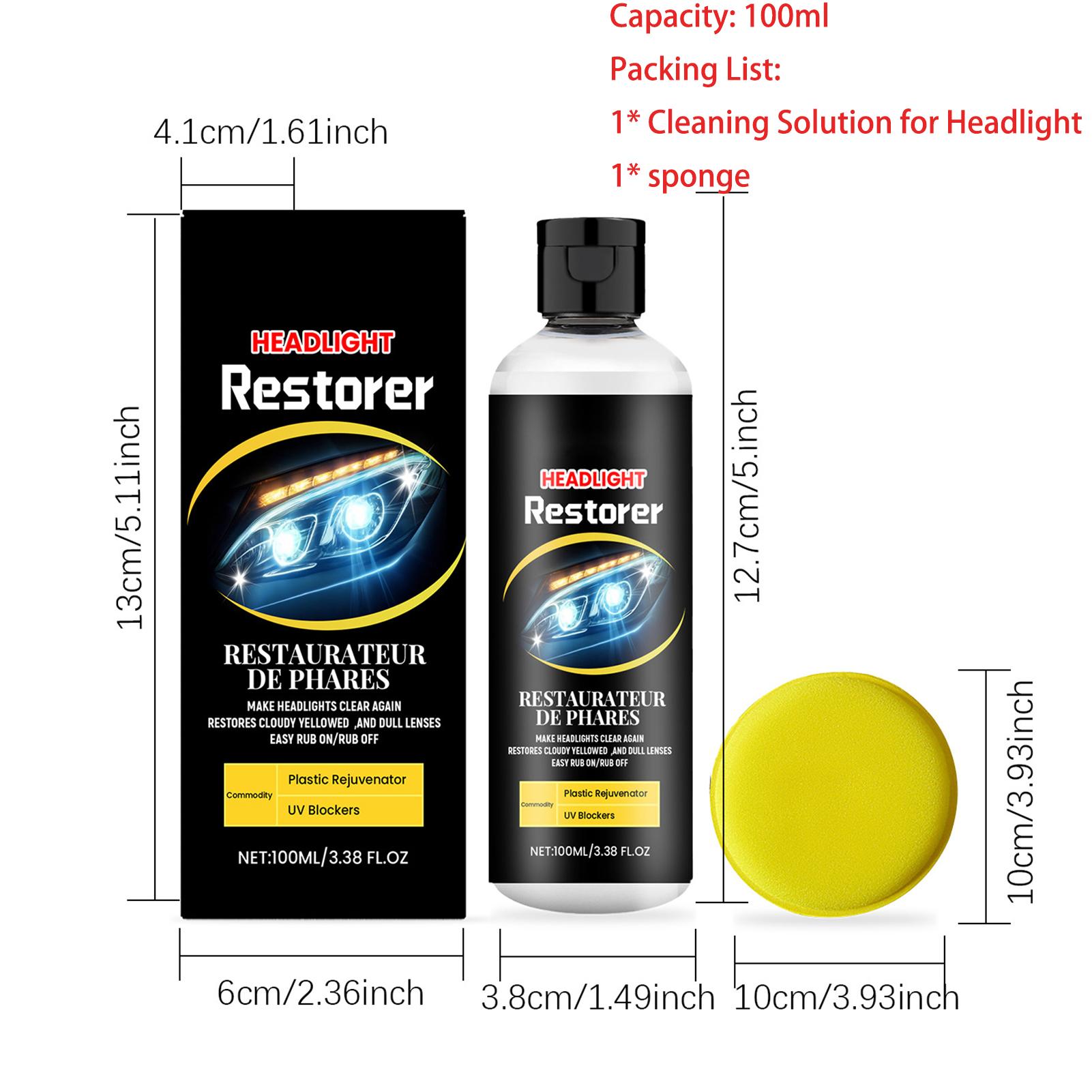 

Headlight Restoration Kit 100ml Restore Protection Cleaner Car Light Cleaner Headlight Kit For Glass Lenses Detailing Care