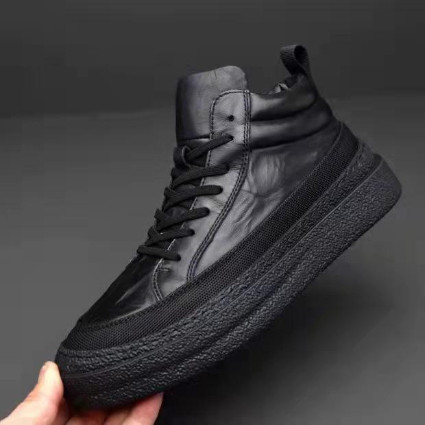 Herren Trendige High-Top Stiefeletten: Herbstliche Lässige Plus Samt Leder Rindsleder Schuhe