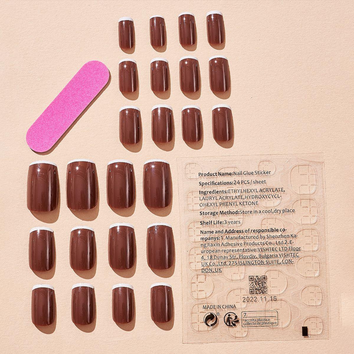 

Прямоугольные носимые наклейки для ногтей во французском стиле - Белые кончики