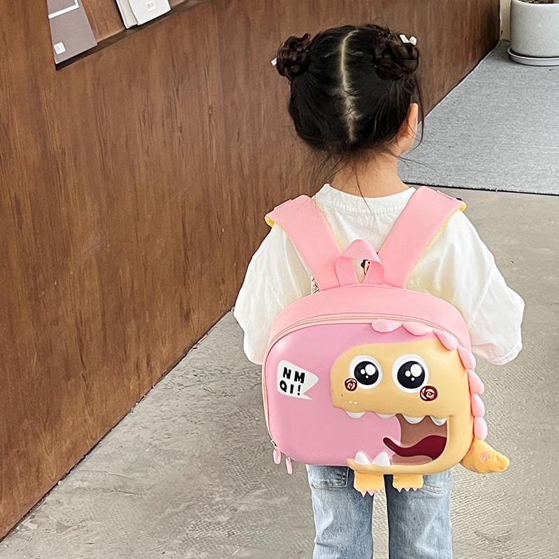 Cute Dinosaur Baby Shell Backpack Lightweight Cartoon School Bag For Kids In Pink Green And Blue