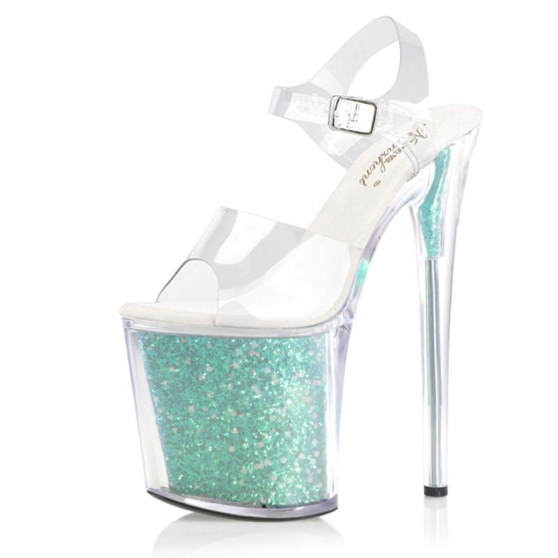

Sexy Women 20cm Pole Dance Shoes Peep Toe Shoes Pumps Party Club Platform High-heeled Sandals Plus Size 35 зелений