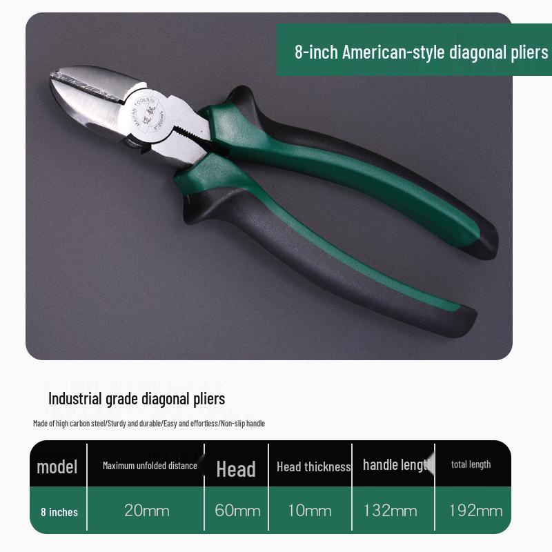 Eccentric Labor-Saving Diagonal Pliers Set: 6-Inch & 8-Inch for Electricians, Wire Stripping, and Hardware Tasks.