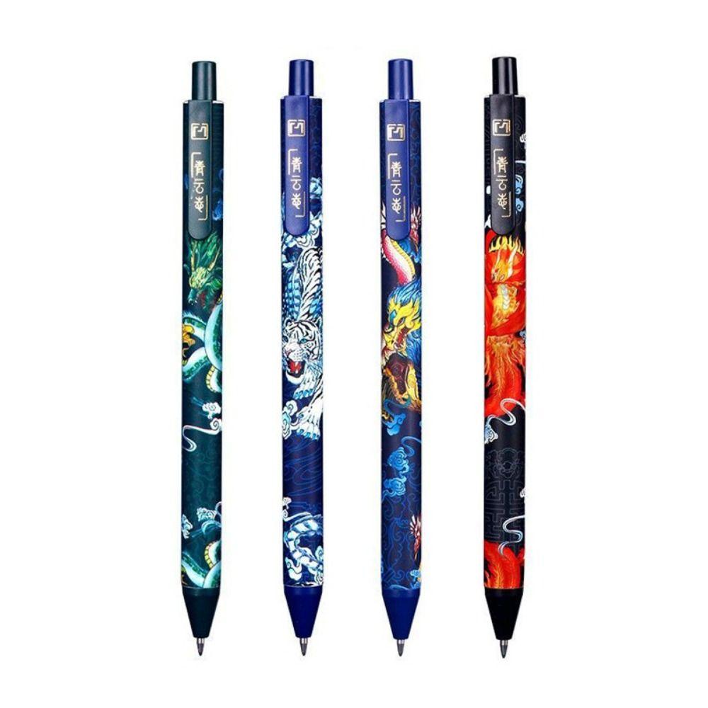 4pcs/set Quick-drying Neutral Pen Four Beasts Signature Pen Ancient Style Gel Pen  Student
