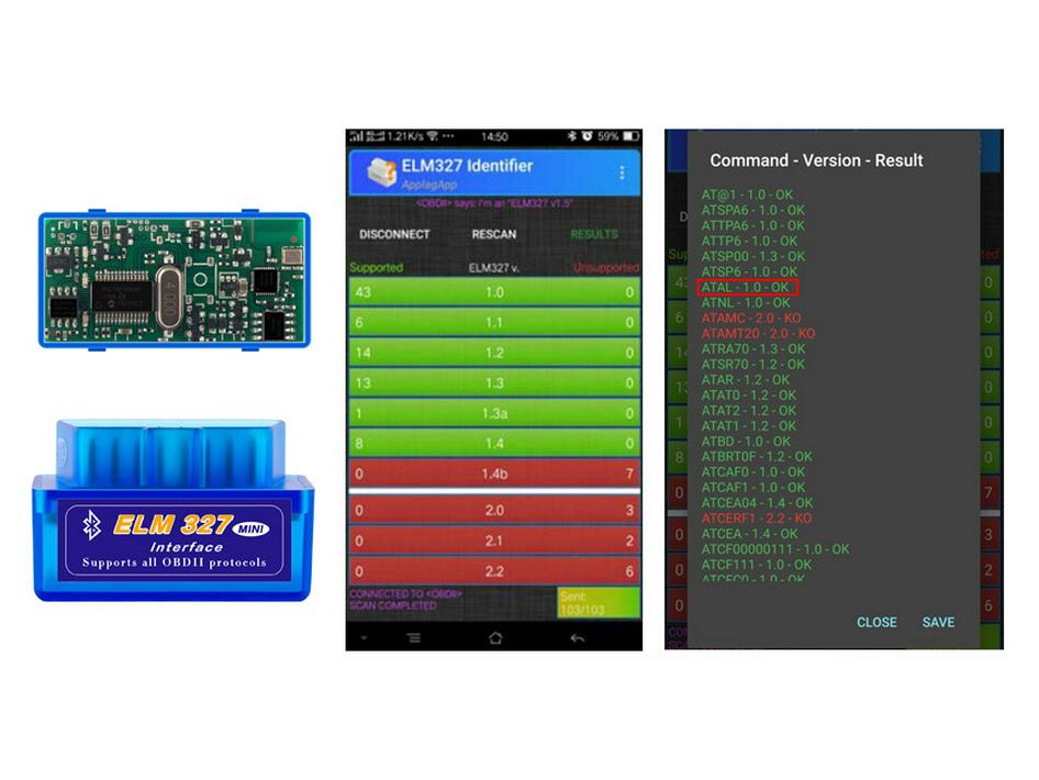 ELM327 V1.5 Bluetooth OBD2 Scanner with PIC18F25K80 Chip