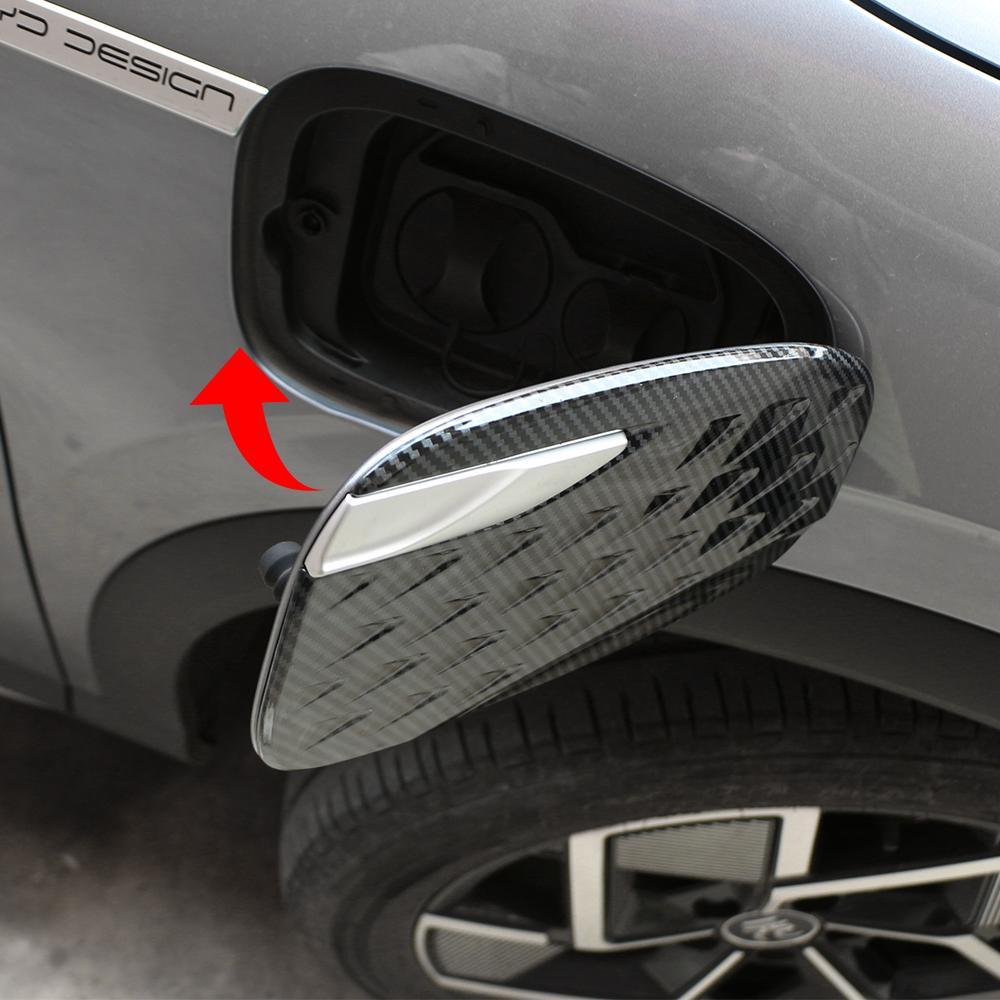 Imitation Carbon Car Charging Port Decorative Sticker Pattern Fuel Tank Cover Trim for BYD Atto3 Atto 3 2022-2024 Accessories