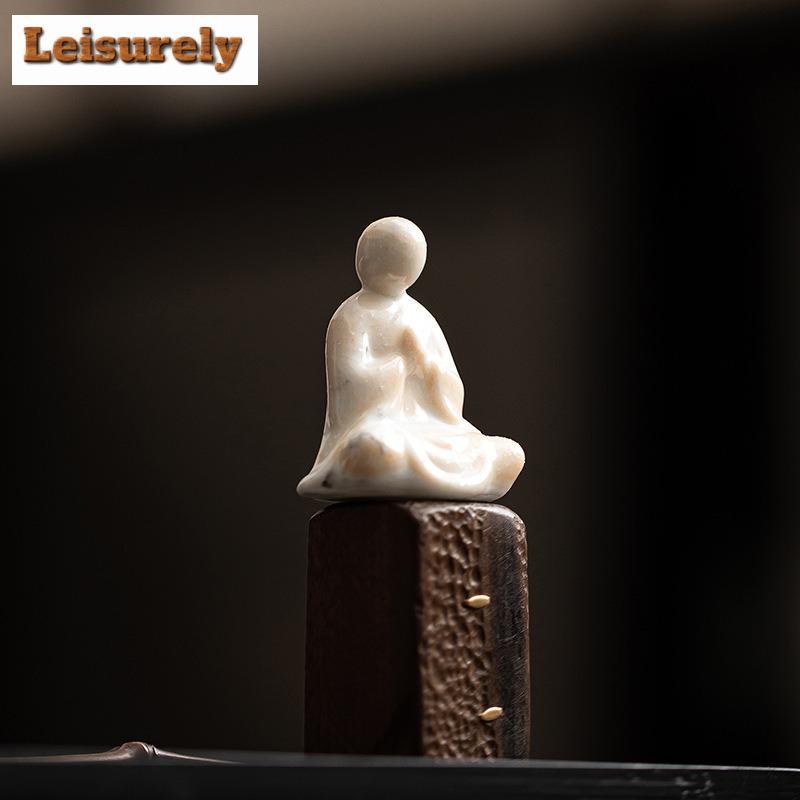 Zen Ungefesselt Buddha Charakter Tee Haustier Handgefertigt Kleiner Blumentopf Landschaftsgestaltung Tee Figur Spielzeug Mini Tee Statue Ornamente