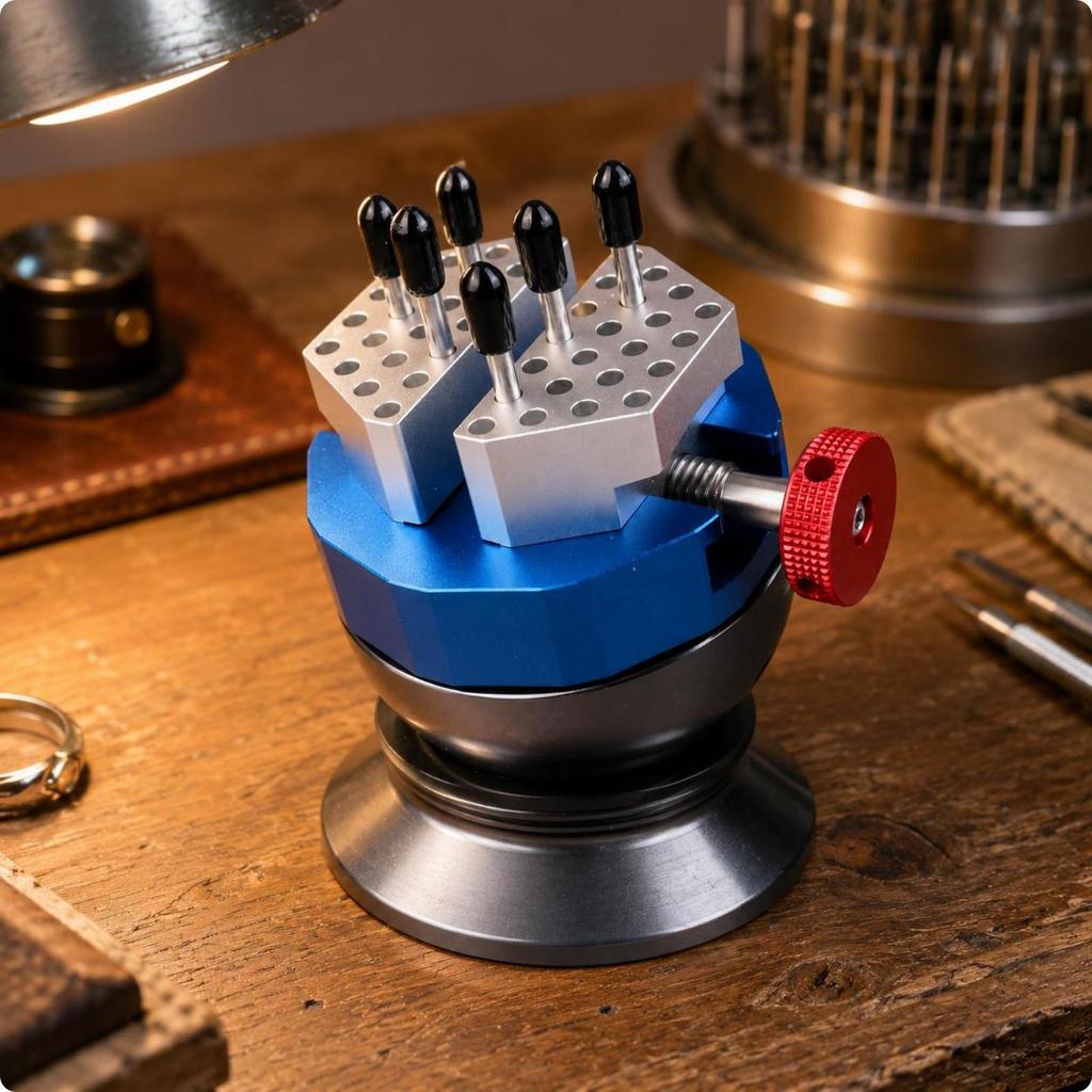 Miniature Ball Vise Perforated Gripping Faces Engraving Threaded Knob Workshop Tool for