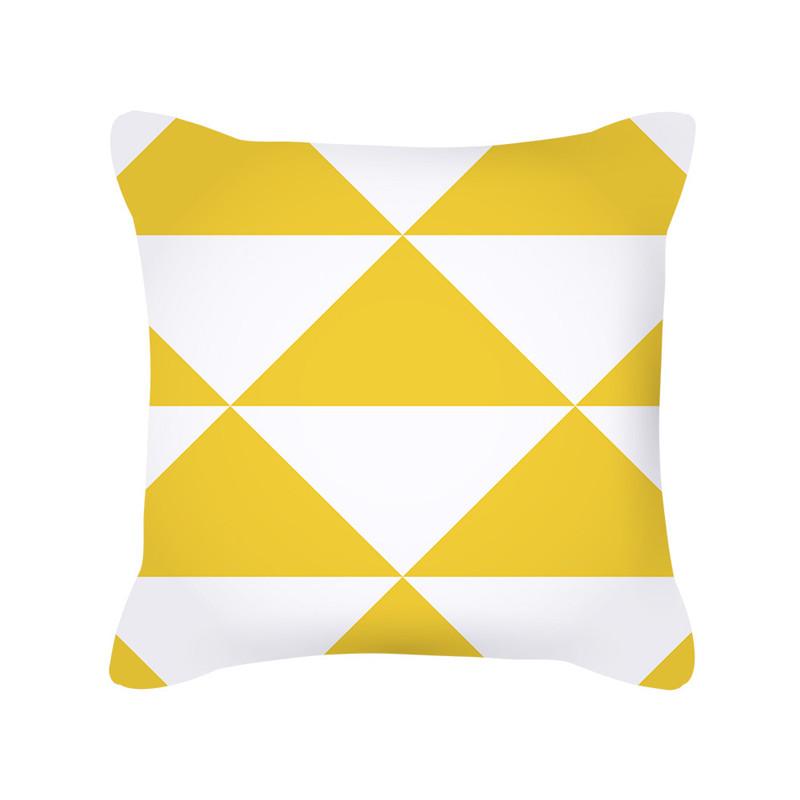 Yellow Geometric Stripe Sofa Cushion Cover Flower Pattern Decorative Throw Pillow  Nordic Style Home