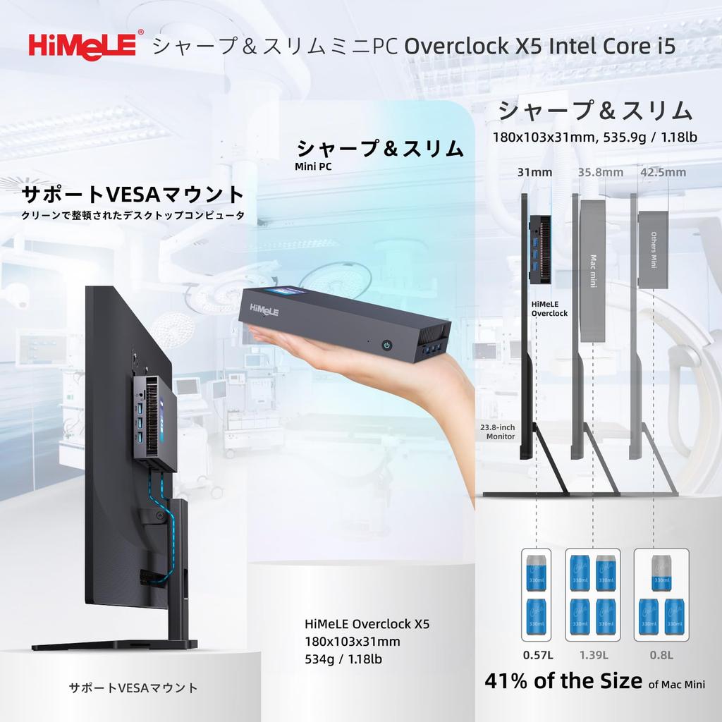 The HiMeLE Overclock X5 mini PC is a compact desktop PC for office and industrial featuring a 12th generation Core i5 12450H 32GB DDR4 and a 512GB