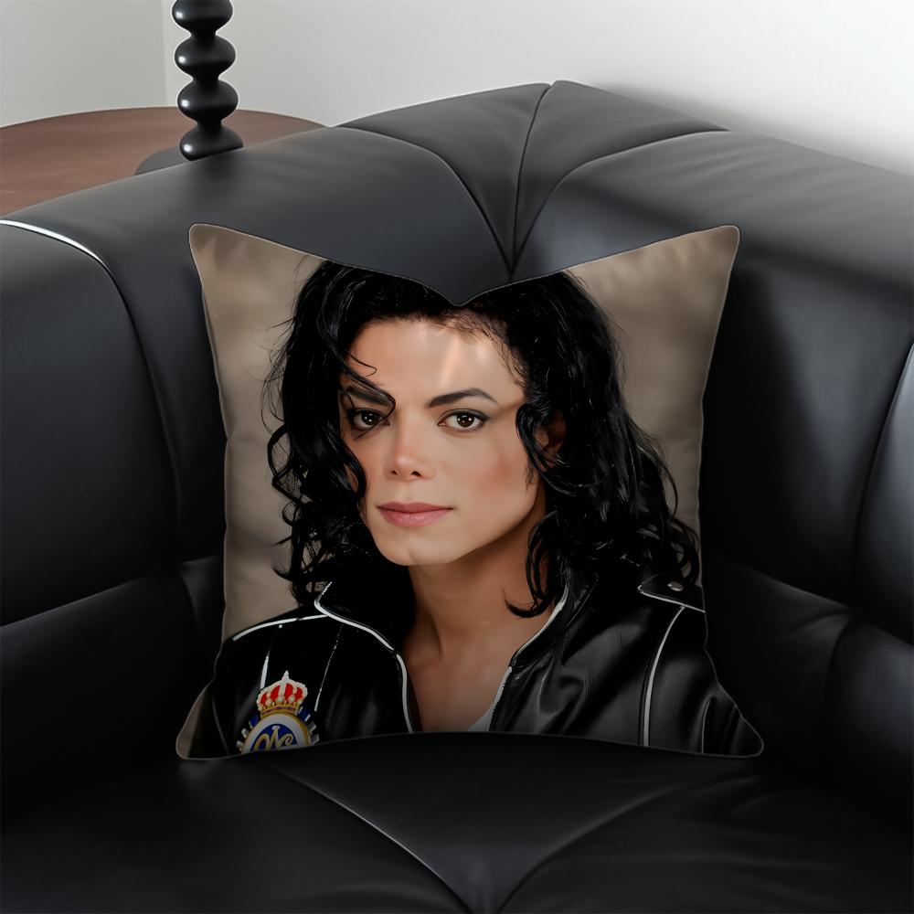 M-Michael Jackson Pop King Cushion Cover Pillow Case Anti-Dustmite Invisible Zipper Silky Plush Cushion