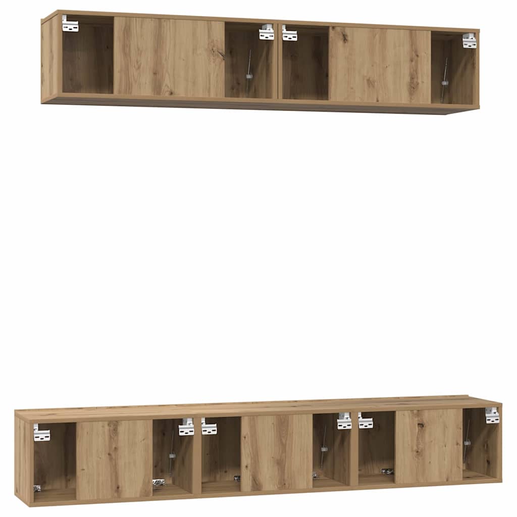 Wall Mounted TV Cabinet Set 5 Pcs Artisan Oak Wood Based Material