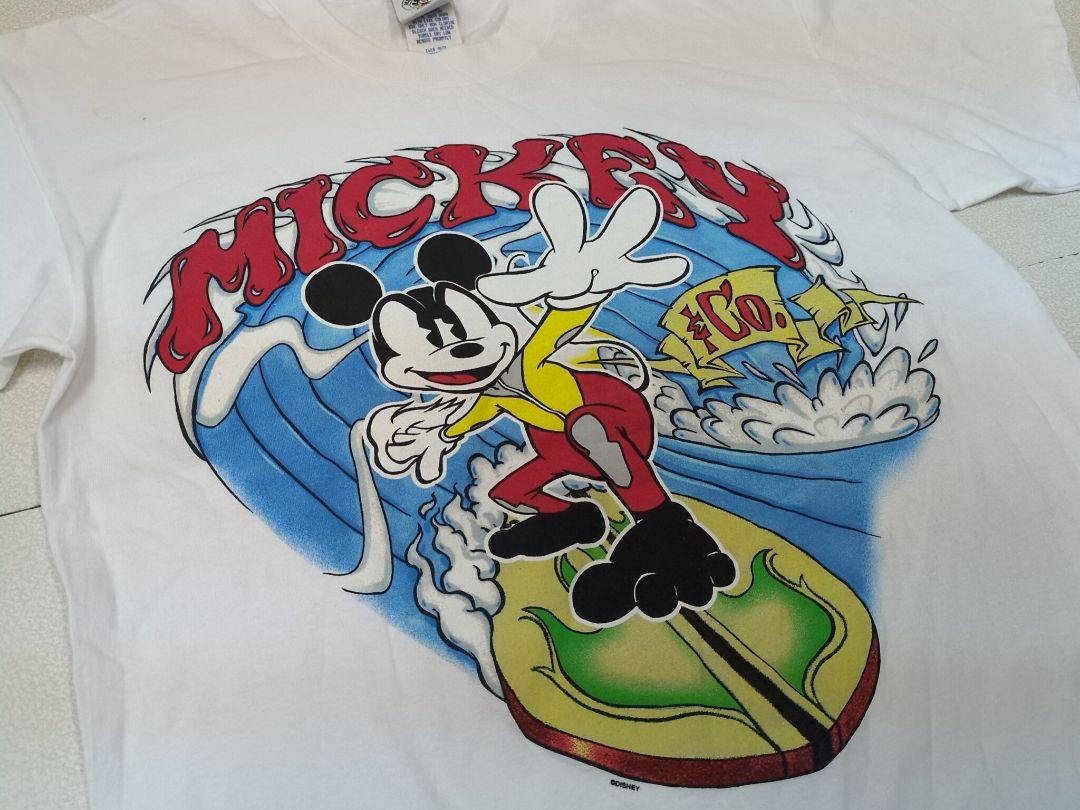 

[USED] Vintage 90s Mickey Mouse Surfing T-shirt, single stitch, made in the USA