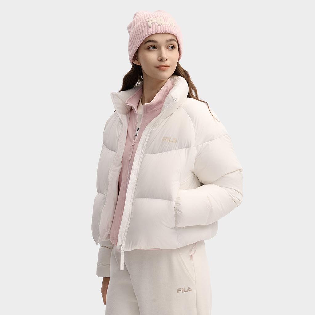 Fila Original Fashion Versatile Sports Stand Collar Warm Duck Down Jacket Women Jacket F51W549902F-WT