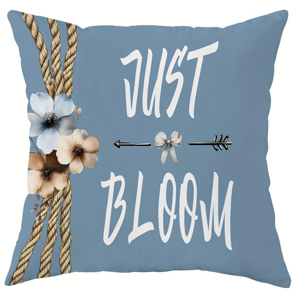 1pcs Pillow Case, Hello Spring and Floral Print Pillowcase, Living Room Sofa Chair Cushion Cover, Bedroom Room Decoration