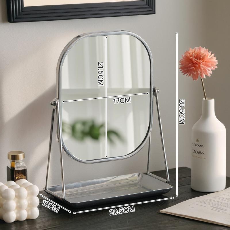 

Small Bathroom Mirrors 360° Rotation Makeup Mirror High-definition Desktop Dressing Mirror Adjustable Dormitory Beauty Mirror срібний