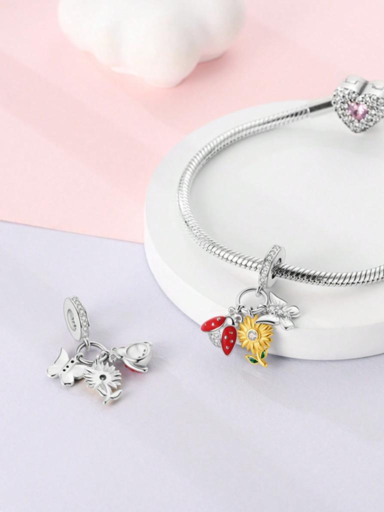 Charms Plata Colorful Insect Butterflies Beads Charm Copper Plated Fit Charms Original Bracelet For Jewelry Making Diy Charm