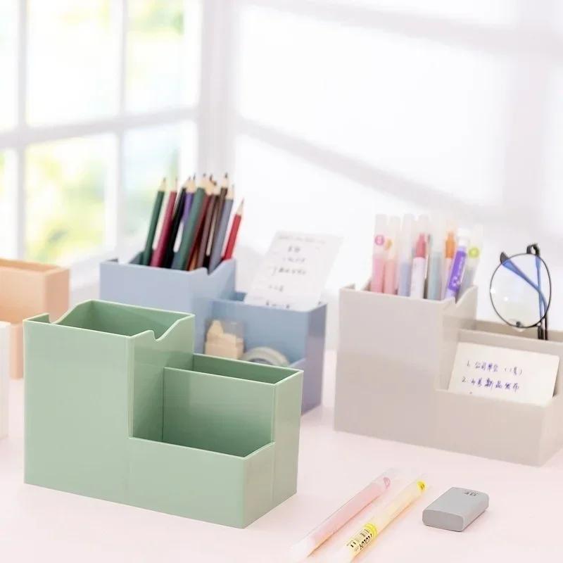 Portalápices de Escritorio Multifunción Estuche de Almacenamiento para Materiales Escolares Caja de Plástico Colorida Accesorios de Escritorio Organizador de Lápices