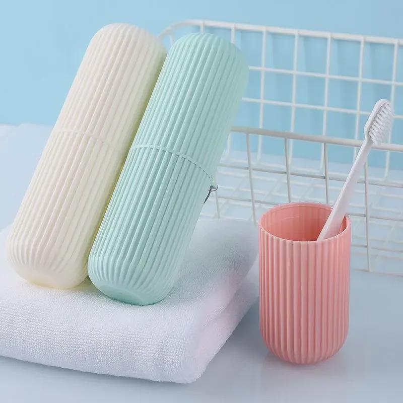 Portable Travel Toothbrush and Mouthwash Cup Set for Home or Dorm Use