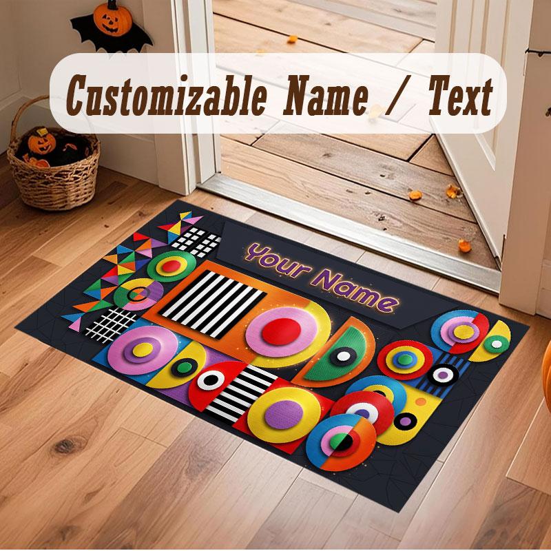 Abstraktes Geometrisches Thema Kristall Samt Boden Teppich Personalisiert Benutzerdefinierter Name Text Warmer Teppich Heim Dekoration
