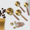 8Pcs Measuring Cups and Spoons Set Stainless Steel Wooden Handle Baking