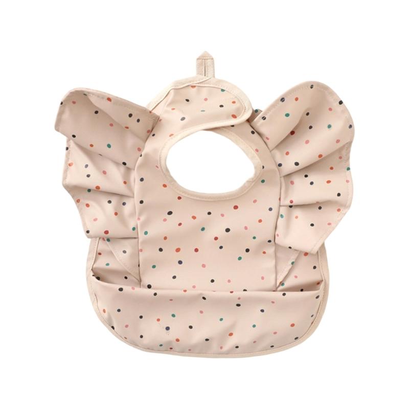 Niedliches Lätzchen in Form einer fliegenden Ärmel mit wasserdichter Schicht, verstellbares Spucktuch für Baby 6-36 Monate
