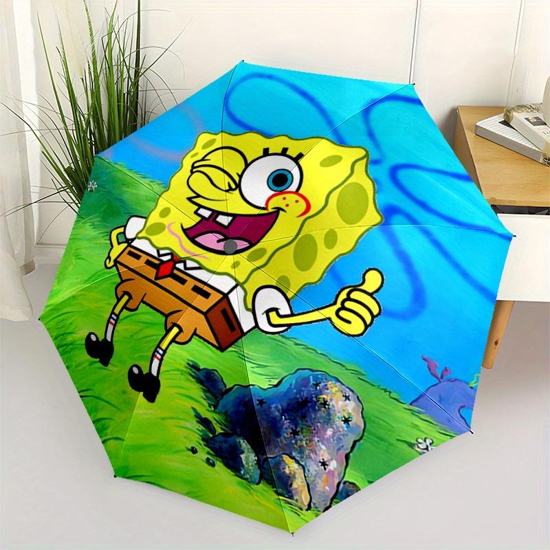 1pc SpongeBob Pattern Umbrella, Fashionable, Personalized, High-Value Folding Umbrella, a Must-Have for Summer, 8-Rib Durable Iron Frame, Tri-Fold Com