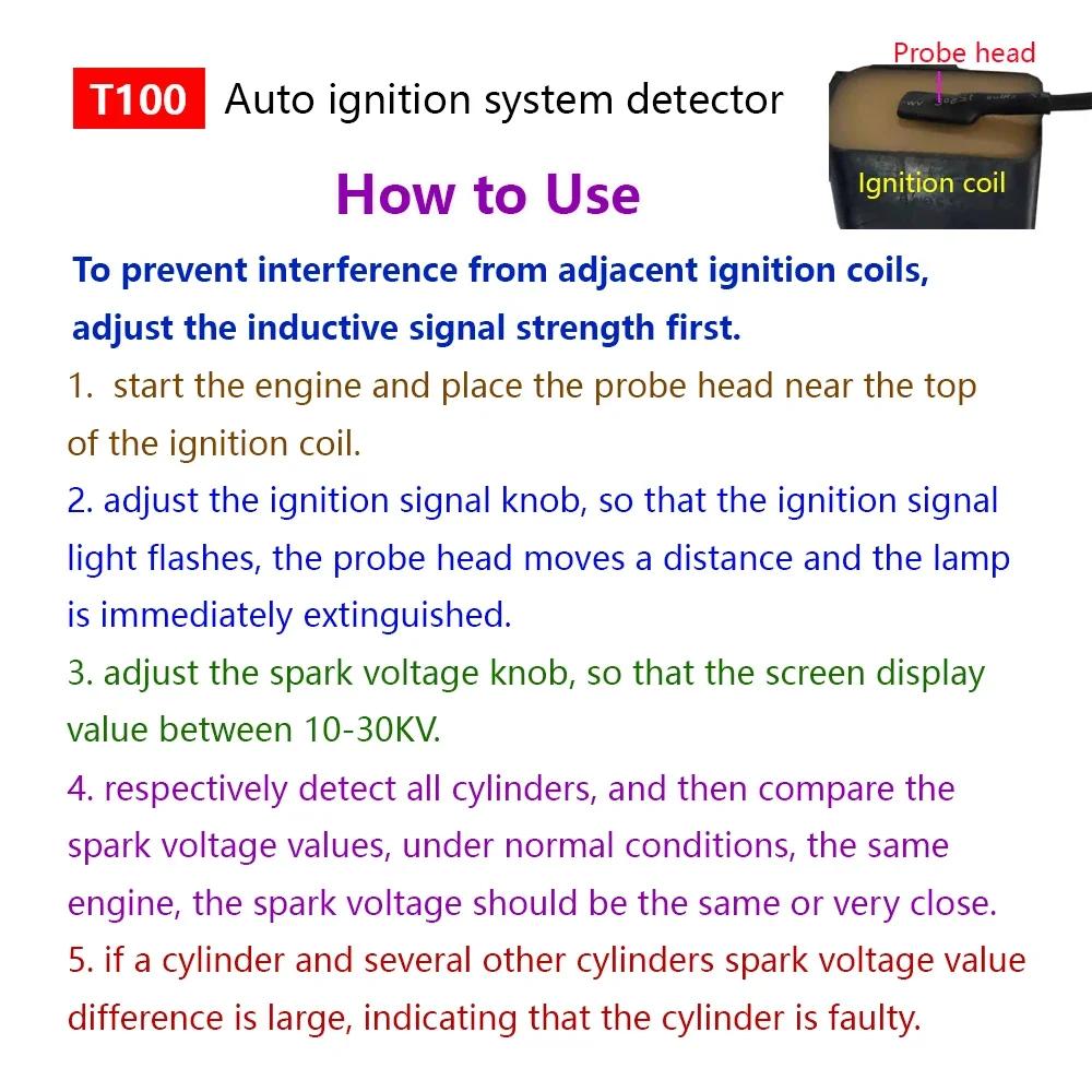 AM-T100 12V 24V Auto Zündsystem Detektor Zündsignal und Zündfunken Spannungstester