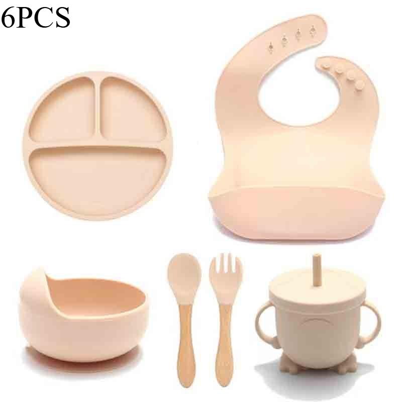 

1SET Food Grade Silicone Children s Feeding Tableware Set Bib Spoon Fork Meal Bowl Infant Supplementary Food Maternal and Infant Products