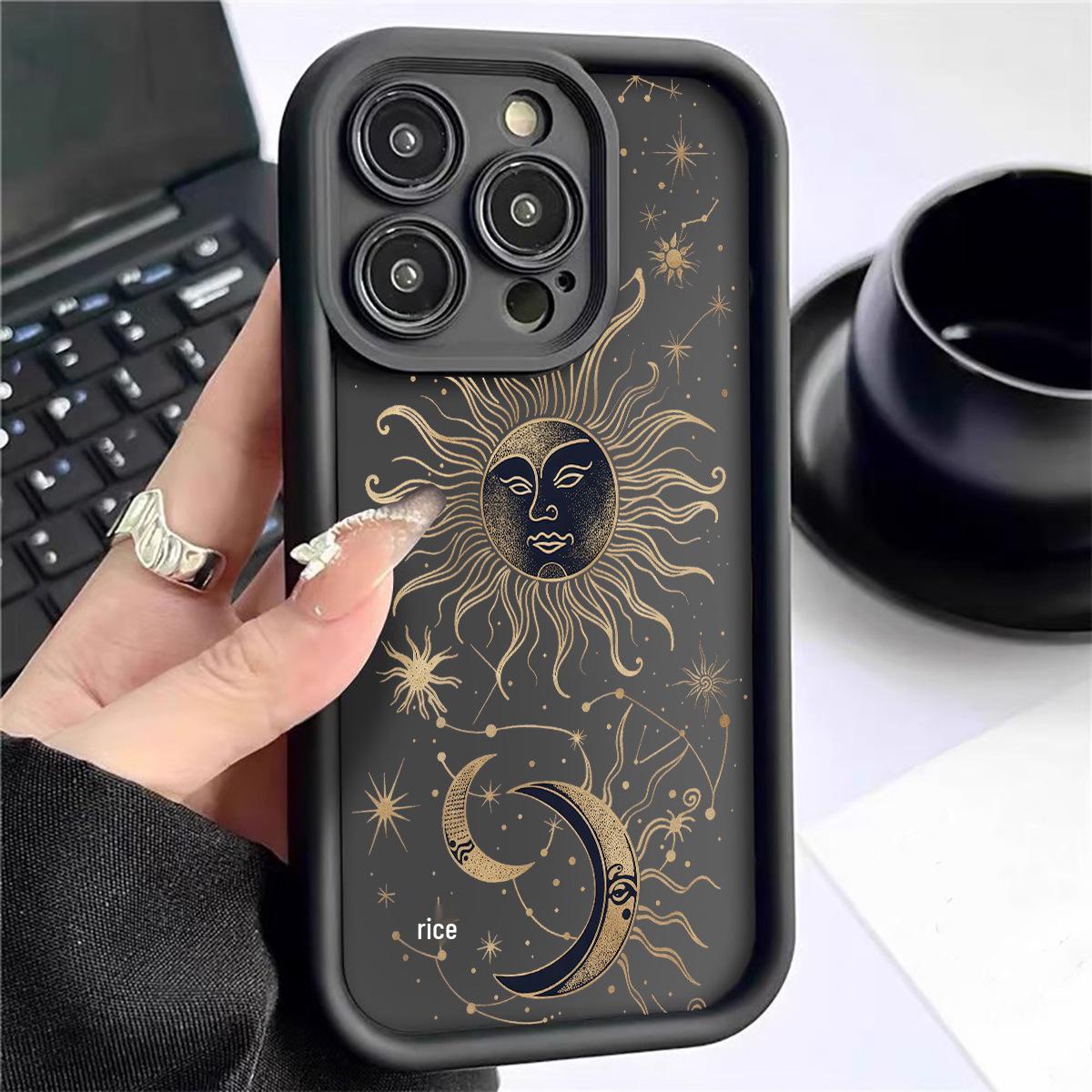 

Черный чехол для iPhone 14/15/16/17 Pro Max с рисунком «Лестница Солнца и Луны» Redmi NOTE 13 PRO 4G чёрный
