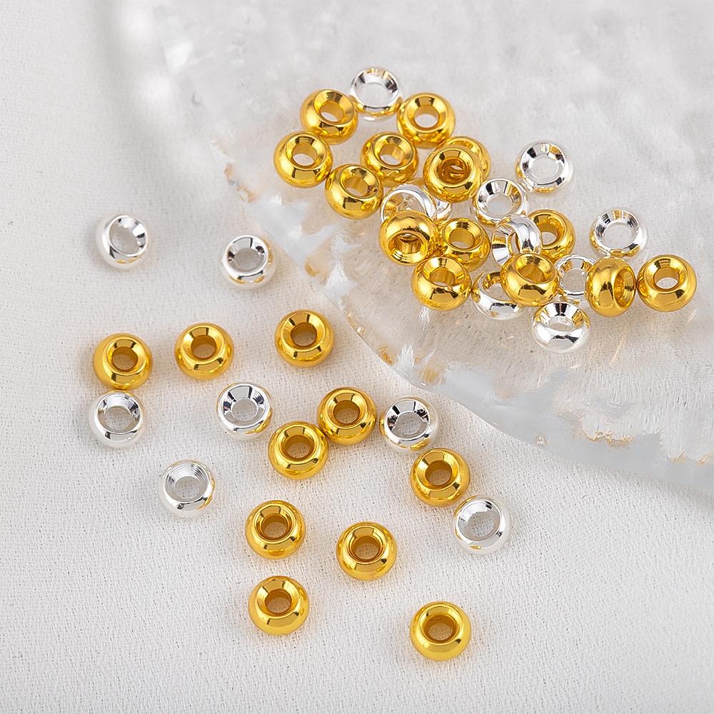 10pcs 20pcs 30pcs 18K Gold Plated Flat Round Bracelet Spacer Beads 4mm Circle Crafts Beads Necklace Jewelry Accessories Findings