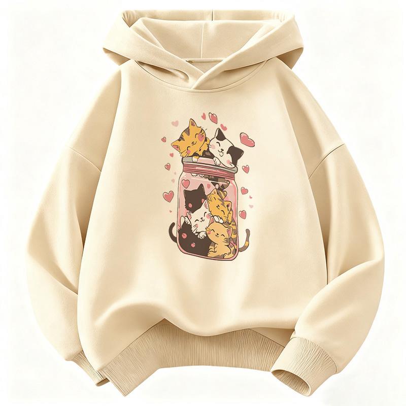 Happy Cat Lover Design Y2k Hooded Kids Children's Sweatshirt Cute Hoody for Boys Girls Autumn Winter Casual Hoodies
