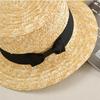 Children's Simple Straw Hat Summer Flat Top Beach Straw Hat Bow Grass Woven Flat Edge Sun Straw Hats Accessories Creative Gifts