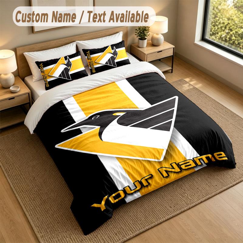 Sada povlečení 1 povlak na přikrývku 2 povlaky na polštář Potisk Pittsburgh Penguins Měkké ložní prádlo Dekorace ložnice