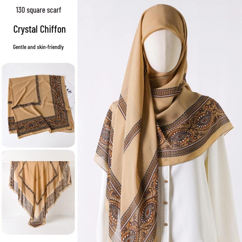 Damenmode 130x130 Seidenähnlicher Gaze Quadratischer Schal Stola - High-End, Leichtgewicht, Langer Schal