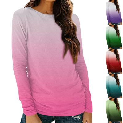 Damen Langarm Rundhals Shirts Basic T-Shirt Casual Top Herbst Trendy Tunika Outfits Taillierte T-Shirts