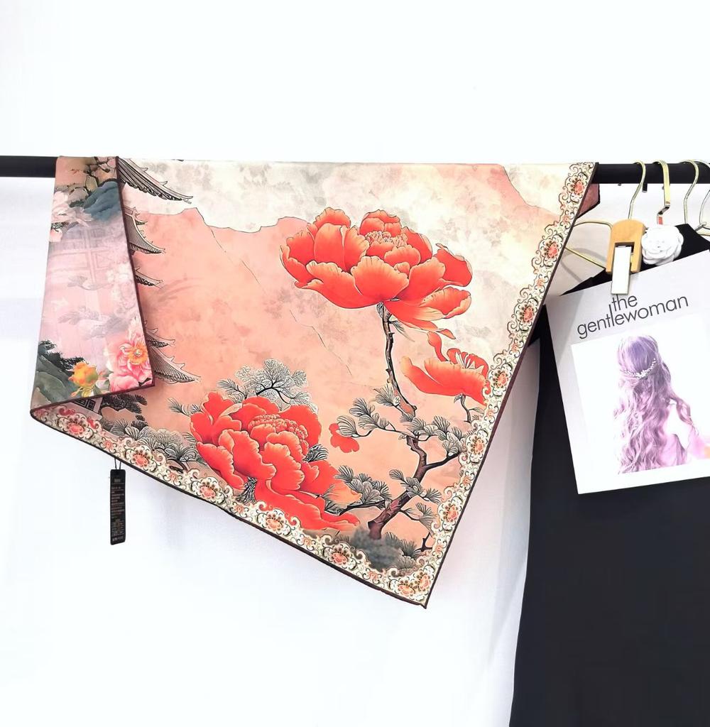 Flower Dill 70 * 70 New Chinese Suhang Small Square Scarf High-End Silk Scarf Women'S Double-Sided Spring And Summer Shawl Scarf
