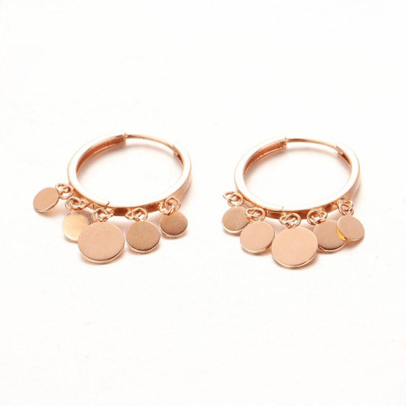 Pure Purple Gold Shiny Disc Plated Rose Gold Color Gold Personality Generous Temperament Earrings