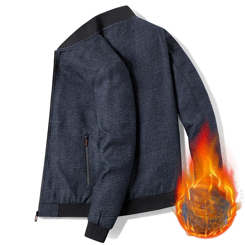 Spring and Autumn Casual Fleece Thickened Fashion Jacket Jacket Men's Baseball Collar Top Middle-aged Men's Dad