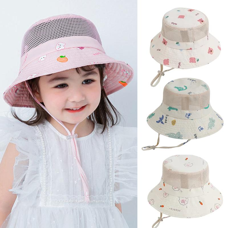 Cute Kids Summer Hat Cartoon Children Panama Hats for Girls Boys Beach Travel Baby Cap Sun Protection Kids Bucket Hats 3-8Y