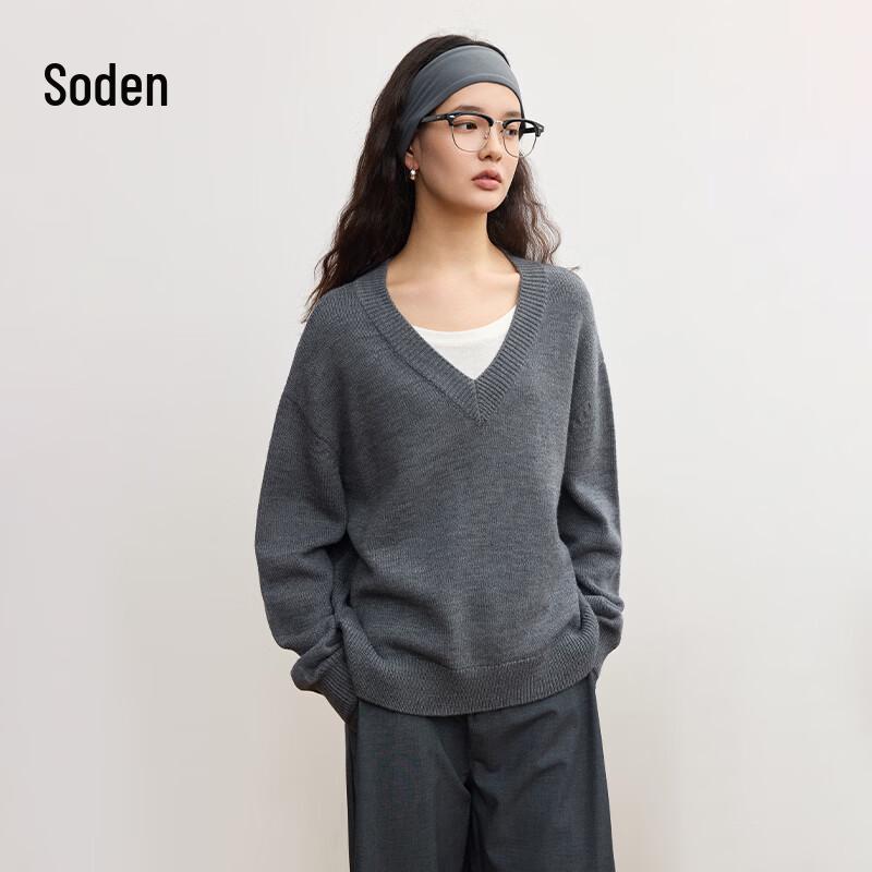 

WHIteALLUSION Women s Faux Two-Piece Merino Wool Pullover S