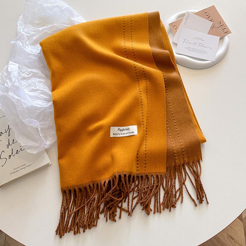 Luxury Winter Cashmere Scarf Women 2 Colours Handkerchief Warm Pashmina Female Shawl Korean Wrap Soft Bufanda Scarves Stole