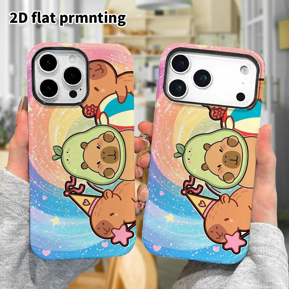 Phone Case: 2D Flat Design Suitable for iPhone 18 17 16 15 14 13 Pro Film Protective Case, Couple Style, Rainbow Galaxy, Christmas and Halloween Gifts