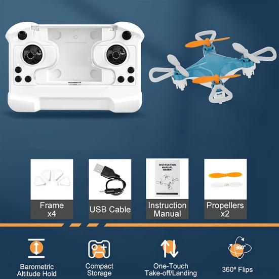 Mini Remote Control Drone Toy Easy Stunt Flights with 360 Degrees Flips Altitude Hold Indoor Outdoor