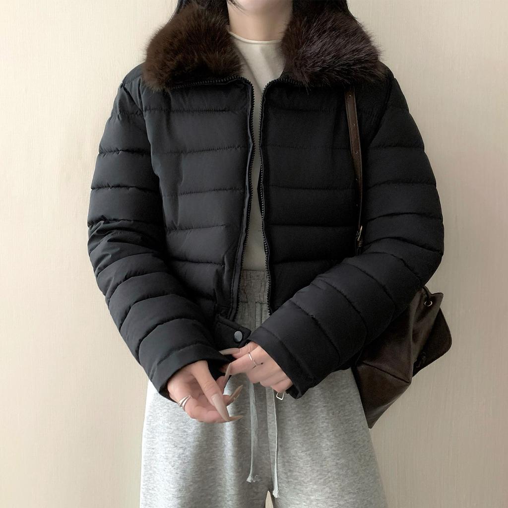 Winter new high-waisted European and American spice girls slim-fitting short jacket warm cotton clothing fashionable versatile casual jacket