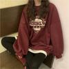SeiunAn Long Sleeve English Logo Loose Plus Sizes Fall Korean Long Sleeve Long Crew Neck Women's Sweatshirt, Spring, Autumn, Winter, Pullover,