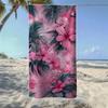Monstera & Tropical Floral Stripe Beach Towel, Soft Quick-Drying, Perfect For Portable Outdoor Travel, Camping And Summer Beach