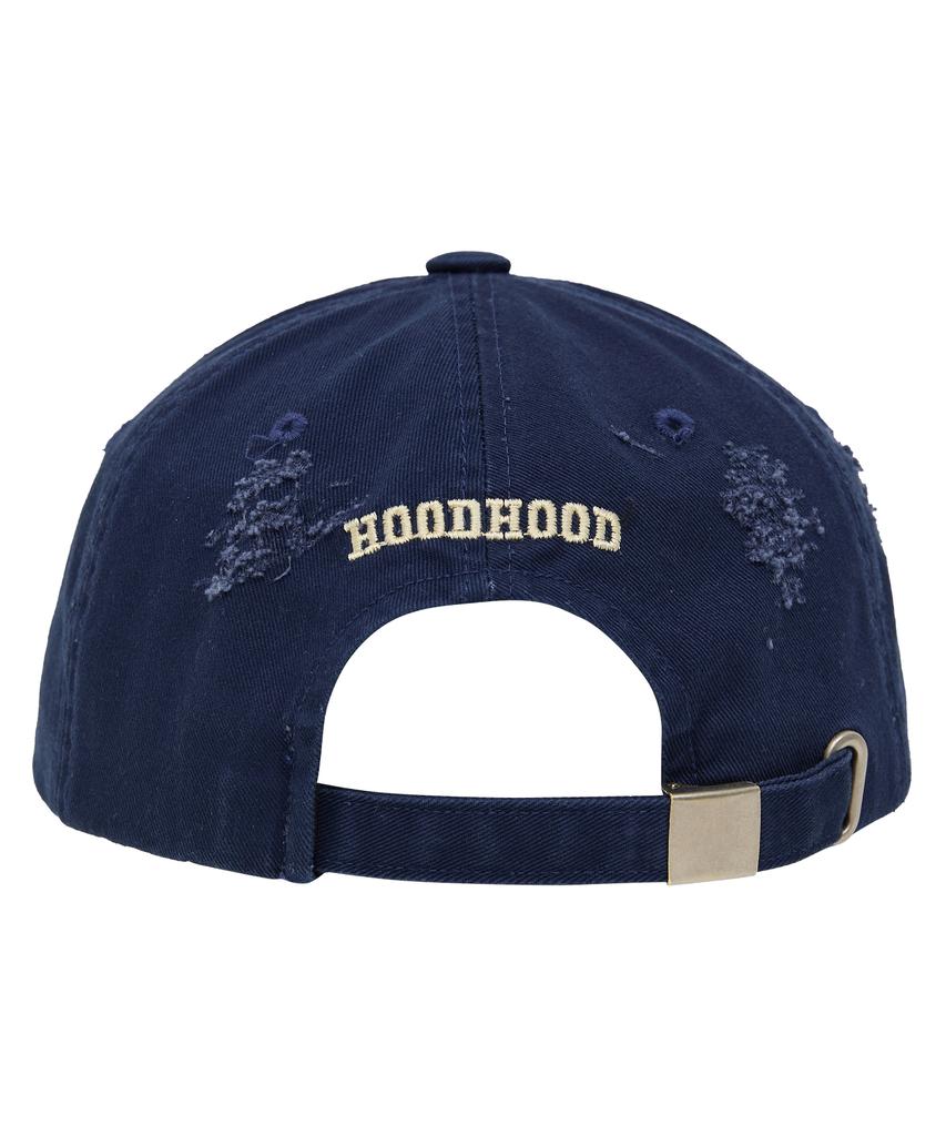 HOODHOOD Multi Logo Distressed Ball Cap Navy